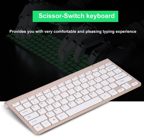 Keyboard Mouse Combo, 2.4GHz Slim Waterproof Keyboard and Mouse Kit for Desktop, Computer, PC (Gold)