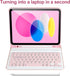 iPad 10th Generation Case with Keyboard, Detachable Bluetooth Keyboard Case with Pencil Holder, Pink