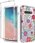 Clear Case for Galaxy S10, Soft TPU 360 Full Body Shockproof Hybrid Bumper Cover with Floral Prints