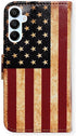 Bcov Retro American Flag Leather Flip Wallet Case for Samsung Galaxy A15 5G, Card Slot Holder Kickstand