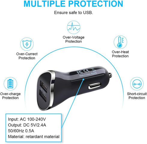 Car Charger for Samsung Galaxy S24 S23 S22 A21 A20 A51 A50 A70 A71 A01 A10e A53, Fast Charging Cable