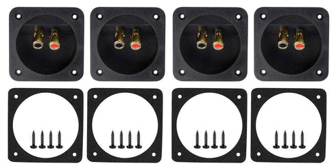 3.1 Square Double Binding Gold Plate Push Spring Loaded Jacks Connector Speaker Box Terminal Cup with Screws (Black -
