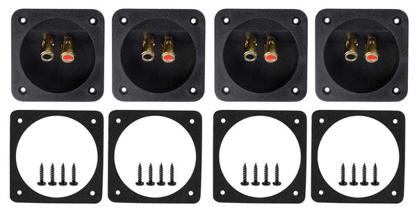 3.1 Square Double Binding Gold Plate Push Spring Loaded Jacks Connector Speaker Box Terminal Cup with Screws (Black -