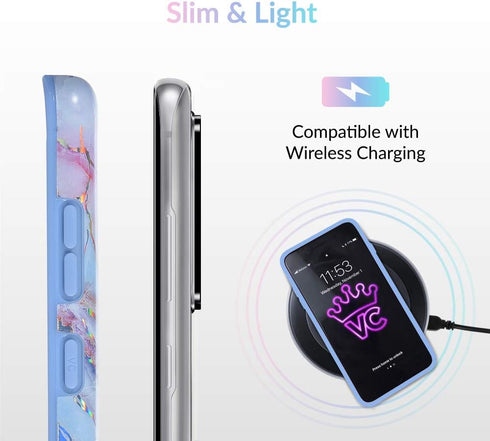 VELVET CAVIAR Samsung Galaxy S20+ Plus Case, Cute Protective Phone Case for Women, Girls (Holographic Pink Blue Marble)