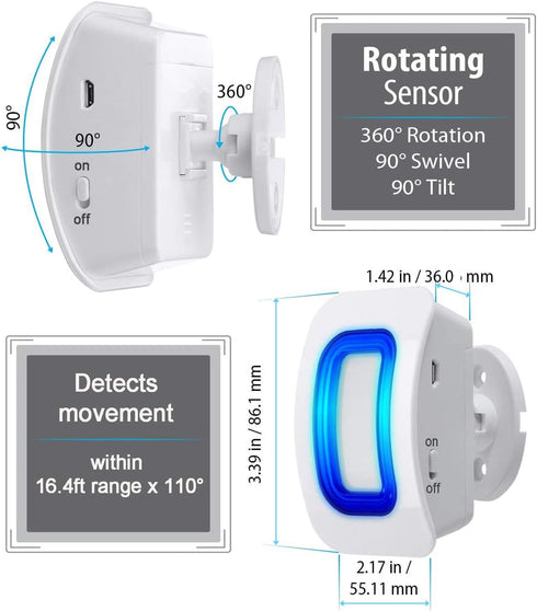 Wireless Caregiver Pager Motion Sensor Alarm, Indoor Room Bed Alarms for Home/Elderly/Dementia and Kids