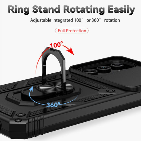 Samsung Galaxy A15 5G Case - Military-Grade, HD Screen Protector, Slide Camera Cover & Kickstand (Black) by SunStory.