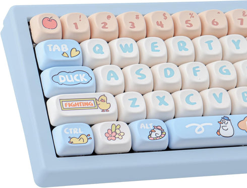 PBT Keycaps 139 Keys Duck Cute Keycap Set, MOA Profile Custom Dye-Sublimation for Cherry Gateron MX Switches