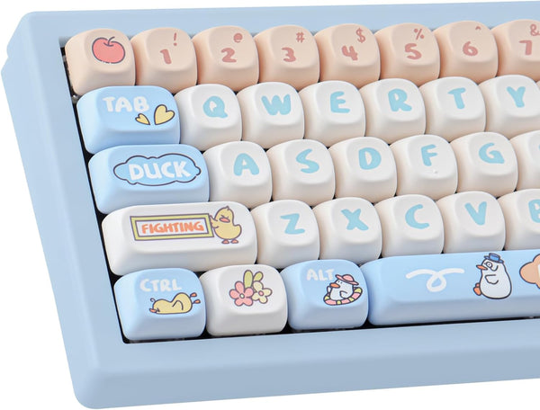 PBT Keycaps 139 Keys Duck Cute Keycap Set, MOA Profile Custom Dye-Sublimation for Cherry Gateron MX Switches
