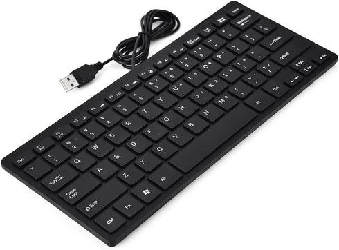 Yoidesu Mini Wired Keyboard, Thin Full Size USB Corded Keyboard for PC, Computer, Laptop, Windows