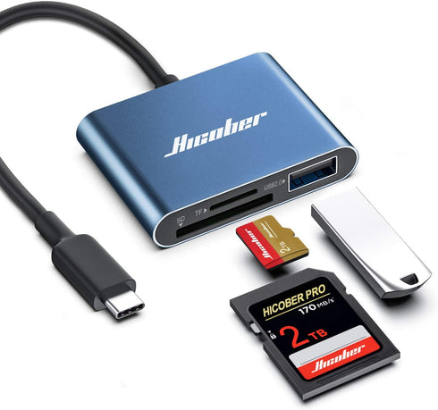 Hicober USB C to SD Card Reader, Micro SD Memory Card Reader, Type C Adapter for MacBook, Android, Windows