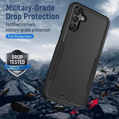Aozuoton Durable Rubber Phone Case for Samsung Galaxy A13 5G with Screen Protector, Full Body Protection, Black