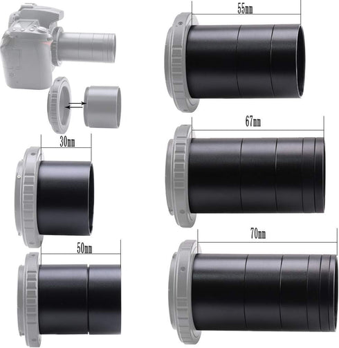 Telescope T2-Extension Tube Kit for Cameras and Eyepieces - Lengths 3mm to 30mm, M42x0.75
