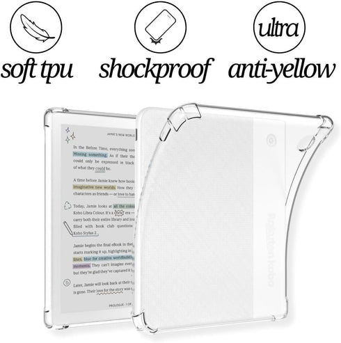 HNSBXQ 7 Inch 2024 Clear Case for Kobo Libra Colour and Screen Protector, Libra Color Ereader Case E-Reader Reinforced