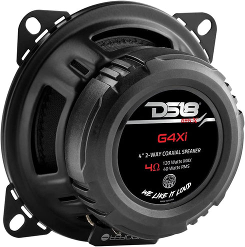 DS18 G4Xi GEN-X 4" 2-Way Coaxial Speakers - 120 Watts Max Power, Full Range Car Replacement Speaker - 2 Speakers