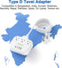 meta-ant 3 4 Ports(2 5FT US to India Plug Adapter, India Power Adapter with American Outlets USB Charger USB C), India
