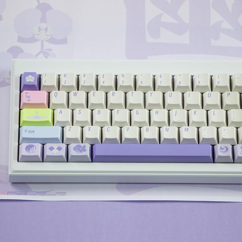 Hyekit PBT Keycaps, Cherry Profile Custom Keycap Set, 144 Keys Orchid Plant Theme for Mechanical Keyboards