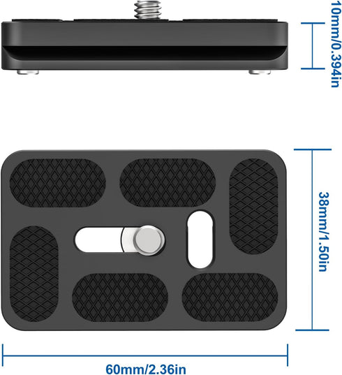 CAVIX 60mm (37g) 1/4Screw (PU-60) Aluminum Alloy Universal Arca-Swiss Quick Release Plate, Compact & Lightweight