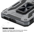 Samsung Galaxy S23 Case, Gray Shockproof Phone Case with Sliding Camera Cover & Rotatable Ring Holder + Screen Protector
