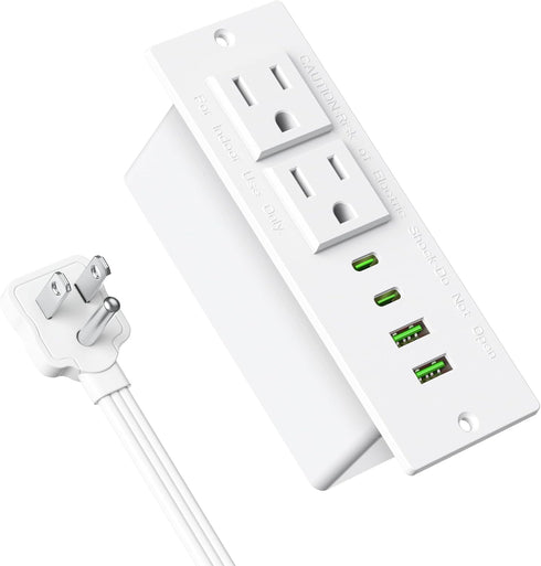 Jgstkcity Recessed Power Strip Socket, Furniture Flush Mount Charging Station, Desk Power Strip