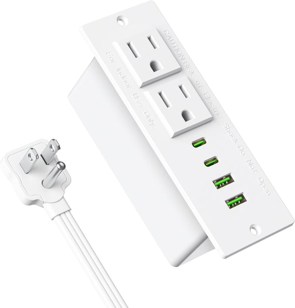 Jgstkcity Recessed Power Strip Socket, Furniture Flush Mount Charging Station, Desk Power Strip