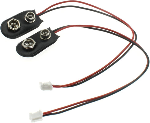 2PCS I-Type 9V Battery Clip Connector 9 Volt Battery Snap to 2-Pin PH2.0 Connector (15CM)