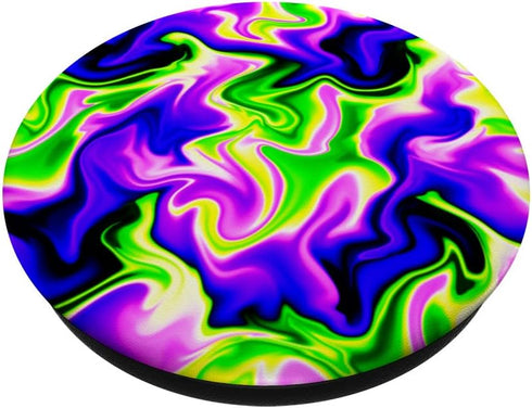 Purple + Lime Green Psychedelic Liquid Swirl PopSockets Standard PopGrip