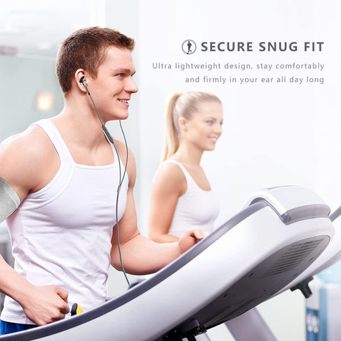 Wired USB C Headphones for Sports Running, Half in-Ear Earbuds with Microphone, Secure Fit, Tangle-Free Braided Cord,