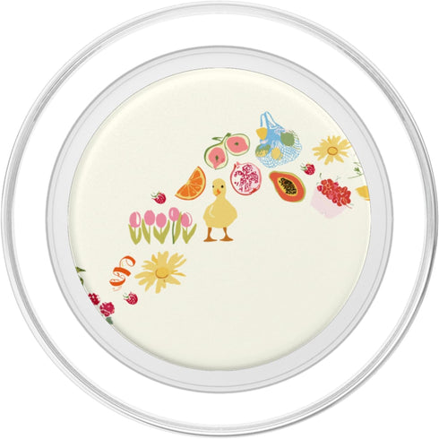 Spring Floral Phone popperGifts Beige Spring Duck Floral Fruit Pattern PopSockets PopGrip for MagSafe