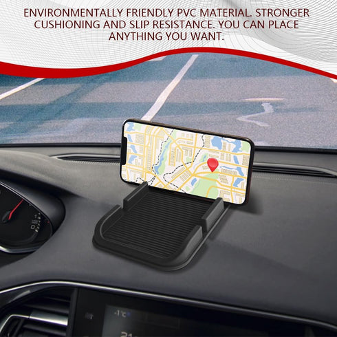 Surosha Car Dashboard Cell Phone Holder, Double-Groove Sticky Anti-Slip Gripping Gel Pad with Number Plate