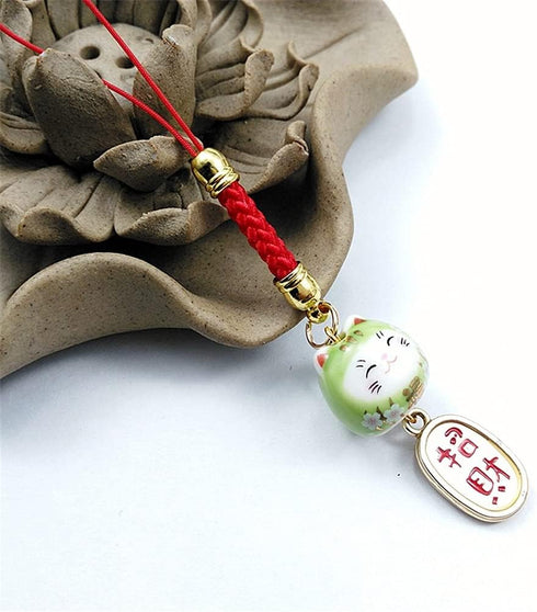 JIARUN Ceramic Lucky Cat Mobile Phone Pendant DIY Mobile Phone Pendant Lucky Pendant Creative Nafu Lucky Cat Bag U Disk