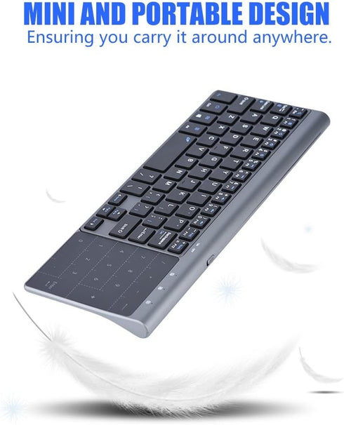 PUSOKEI Ultrathin 2.4GHz Wireless Keyboard with Smart Touchpad, Portable Handheld Universal Keyboard for PC/Notebook/TV