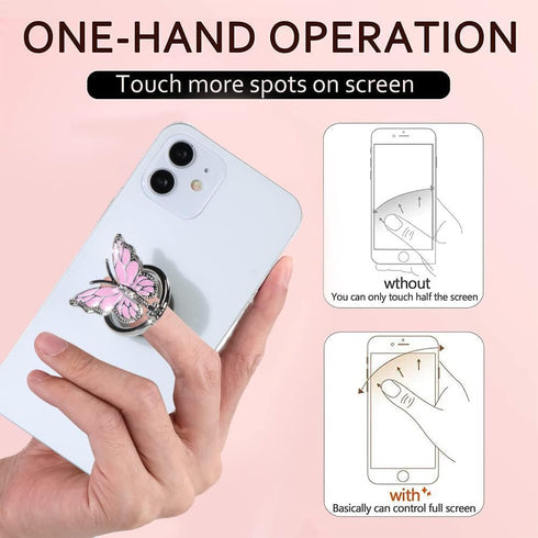 LSL Cute Butterfly Cell Phone Ring Holder 360° Rotation Metal Finger Stand for iPhone Samsung Galaxy