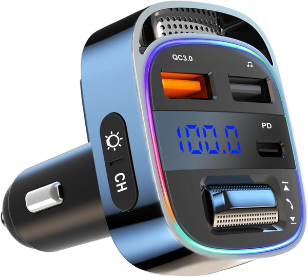 LIHAN Bluetooth 5.4 Car Adapter for Older Cars, 54W PD Fast Charging FM