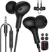 Wired Earbuds Noise Cancelling 3.5mm Headphones for PC, Ear Buds with Mic, Magnetic Plug in Earphones for Samsung