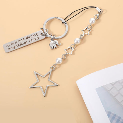 Cute Star Phone Strap Charm, Kawaii Silver Metal Phone Strap Aesthetic Accessories Chain for Y2K Phone Case Decoration
