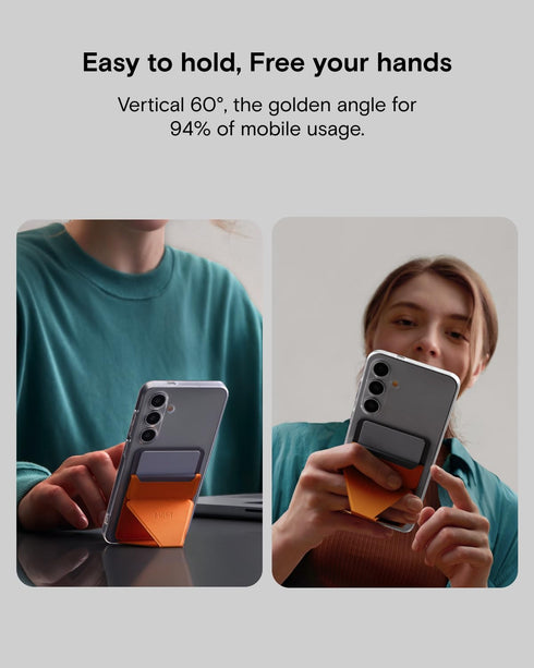 Phone Stand by MOFT - Adhesive Card Holder Fits 2-3 Cards, Slim & Portable Leather Phone Wallet, 2 Viewing Angles, RFID