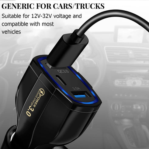 Fast Car Charger Adapter, QC3.0 Quick Power Delivery Block with Dual USB Type C Ports, Compatible with iPhone 15 Pro Max