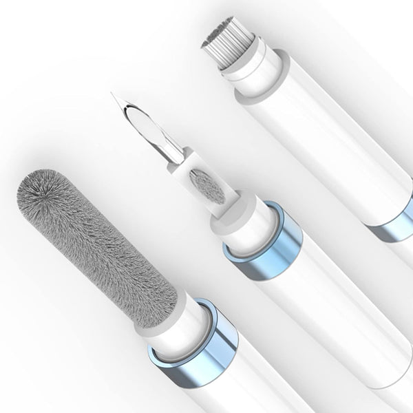 ECP4in1 Airpod Cleaner Kit with Flocked Sponge, Metal Pen Tip, 2 High-Density Brushes for Earbud Cleaning (Blue)