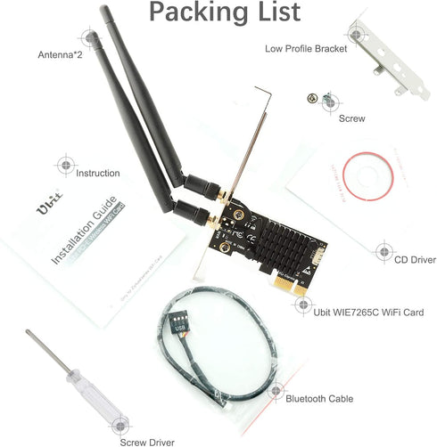Ubit AC1200 PCIe WiFi Card for PC with BT 4.2 | Dual Band Wireless Network Adapter for Gaming, Browsing, Streaming
