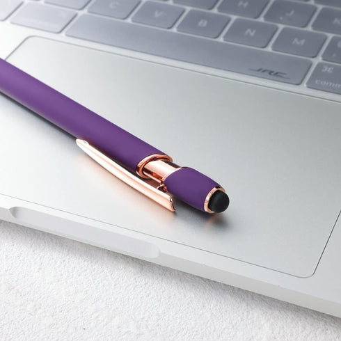 12 PCS 2-in-1 Stylus Retractable Ballpoint Pens, 1.0 mm Black Ink Metal Stylus for Touch Screens, Mixed Color