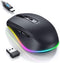 PEIOUS Wireless Mouse with Built-in Jiggler, Rechargeable Mover for Computer, Undetectable Random Movement - Black