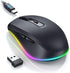PEIOUS Wireless Mouse with Built-in Jiggler, Rechargeable Mover for Computer, Undetectable Random Movement - Black