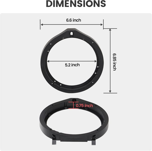 RED WOLF Front Rear Door Speaker Adapter + Wiring Harness for 2008-2013 Honda Civic Accord CRV, Acura 2005-2019 Aftermarket 6.5"- 6.75" Speaker Spacer Rings Adaptor Mount 1 Pair