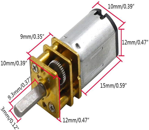 JING 12V 600RPM GA12-N20 (2 Miniature DC Gearwheel Gear Motor with Full Metal Gearbox Motor Shaft for Robot Models, RC