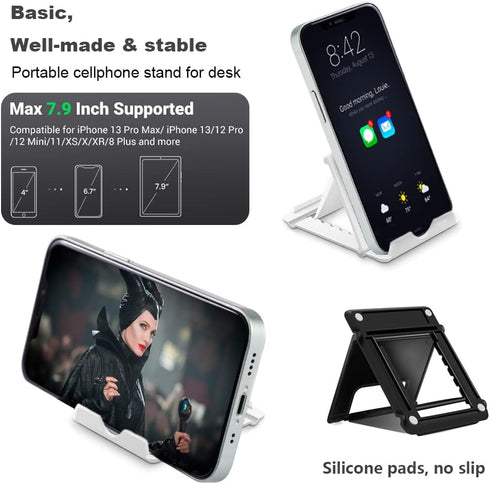 4 Pack Portable Cell Phone Stand Holder for Desk, Foldable Pocket-Sized Mount, Universal Adjustable Desktop Mobile Phone Kickstand Compatible with iPhone IPads Kindle Android Colorful