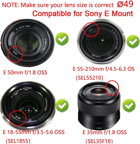 49mm Lens Cover Cap for Canon M50 M100 M6 with EF-M 15-45mm IS STM Lens, Sony RX1R with SEL 18-55mm (2 Packs)