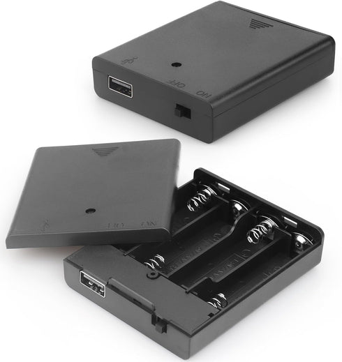 VWEICYY 2 PCS 4 AA Battery Holder with USB Port, 2PCS 4 x
