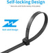 16 Inch 100 PCS,200 LBS XINGO Black Large Zip Ties Heavy Duty Ultra Strong Plastic Wire Ties, Large Cable Ties Extra