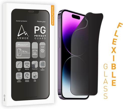 ARMOR Flexible Glass Screen Protector, Privacy Guard 9H for iPhone 14 Pro