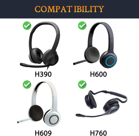 SOULWIT Earpads Replacement for Logitech H390 H600 H609 H760 Wireless Headphones, Ear Pads Cushions with Noise Isolation Foam, Added Thickness - H390 PL Black